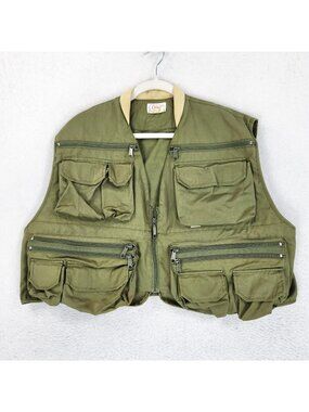 Vintage Orvis Vest Mens XL Green Fly Fishing Utility Pockets Hong Kong Outdoor